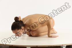 Nude Gymnastic poses Woman White Slim long brown Multi angle poses Pinup